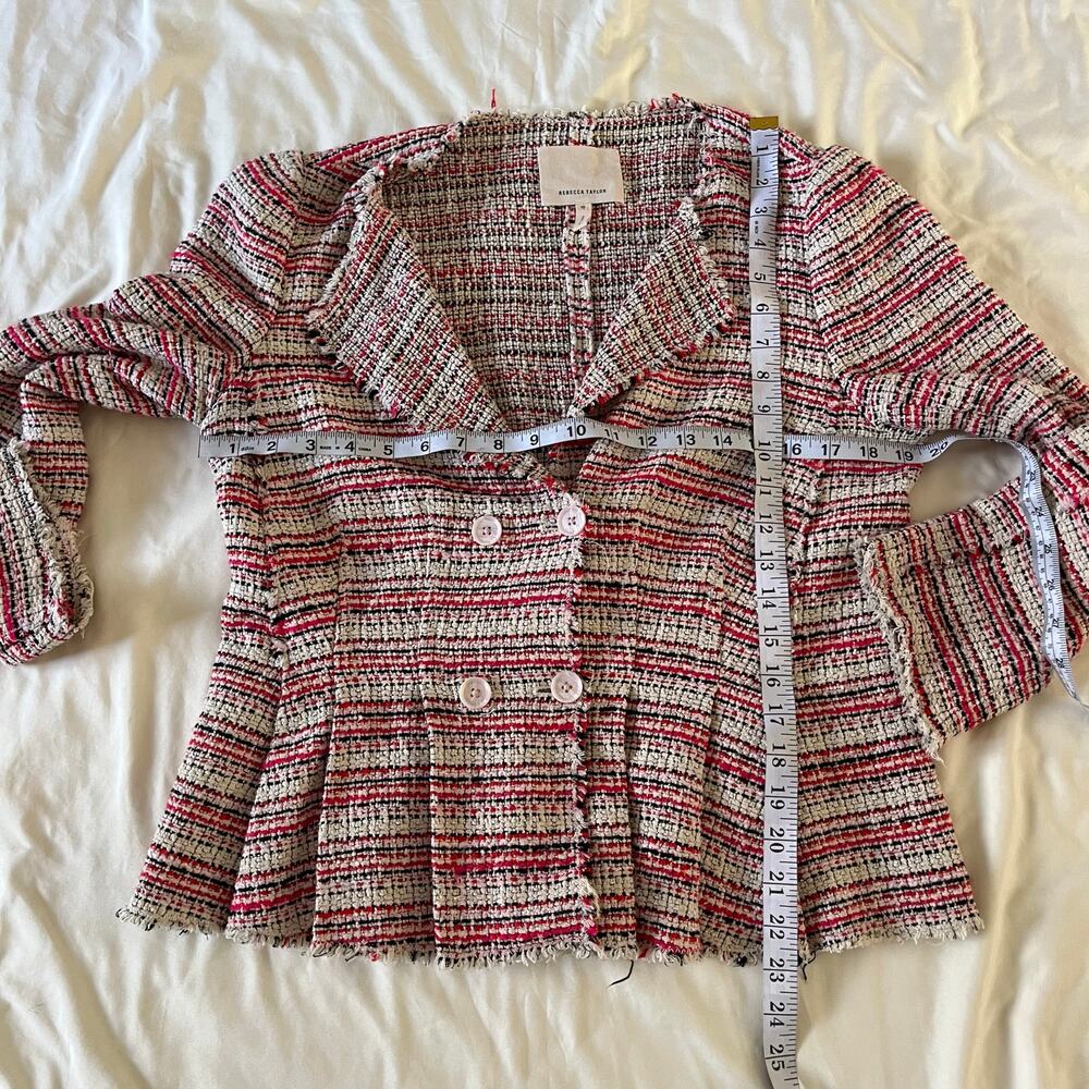 Rebecca Taylor Striped Tweed Double Breasted Blazer Jacket Wmns 10 Career Office - Picture 14 of 14